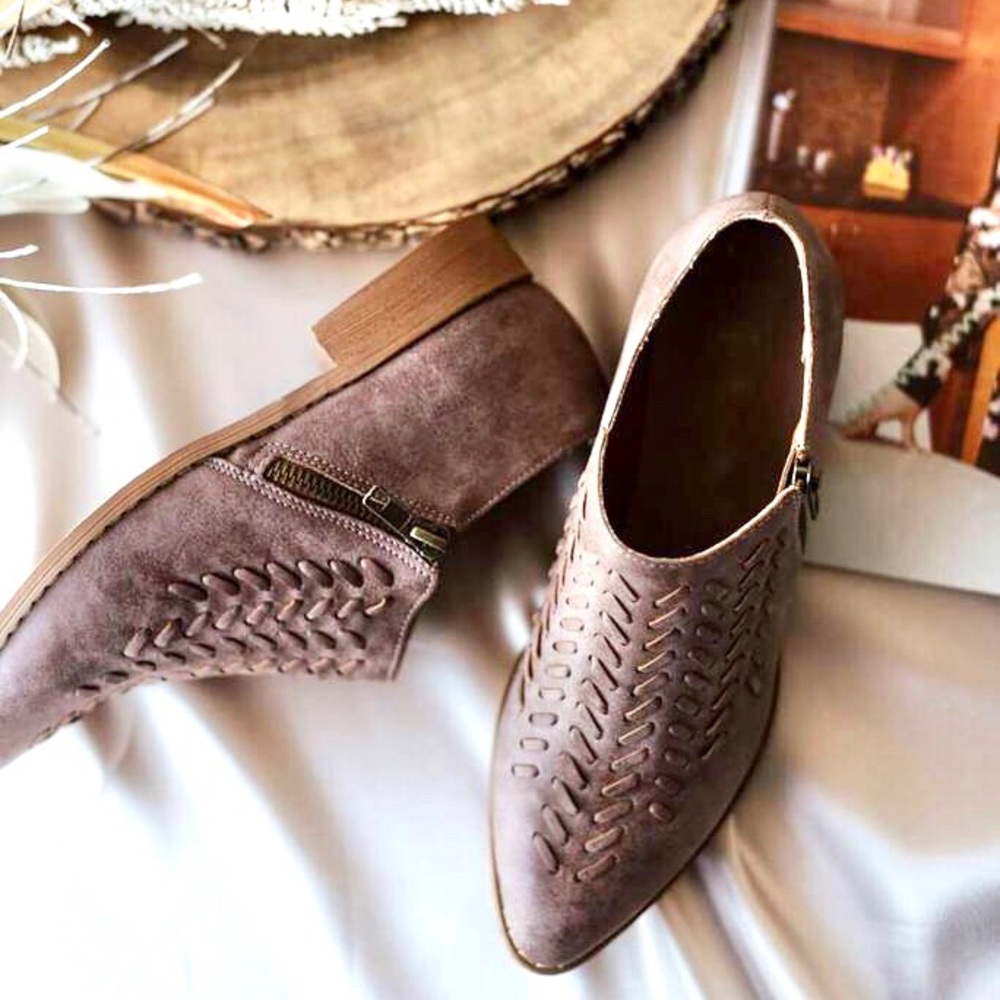 Ashley Leather Booties - Lavender